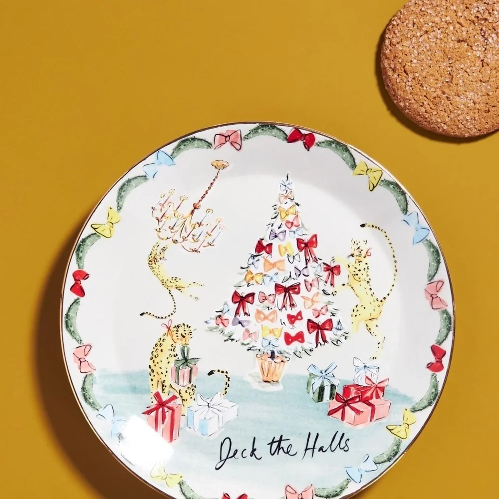 NWT Anthropologie Susannah Garrod set of 3 Tis The Season Dessert Plates